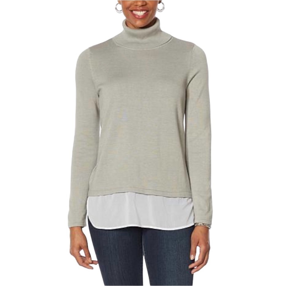 WE by Living in Yellow Mixed Media Turtleneck- Size Large in Gray